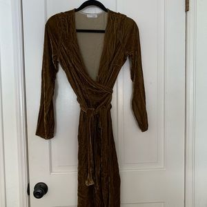 Free People V-Neck Velvet Wrap Dress (Size S)